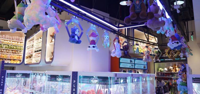 Claw Culture arcade filled with claw machines and colourful plush toy prizes
